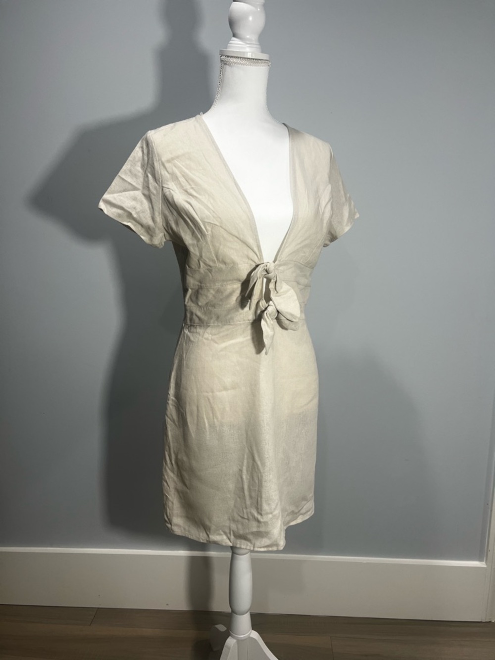 PacSun Cream Tie-Front Mini Dress